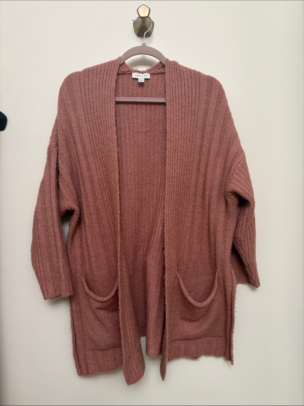 Oversized Dusty Pink Cardigan with Side Slits